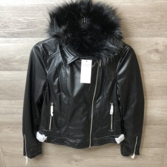 Lipsy Jackets & Coats Lipsy London Sz 8 Detachable Fur Trim Crop